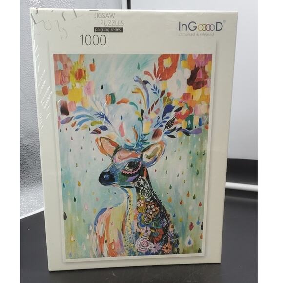 Ingooood Jigsaw Puzzle- Fantasy Series Flower Raindrop Colourful Deer **SEALED** - Picture 1 of 5